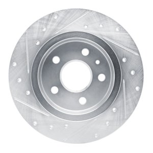 Chevrolet Bolt EV Brake Rotor (1) - Rear Right - R1 Concepts - Drilled & Slotted - Silver - `16-`23